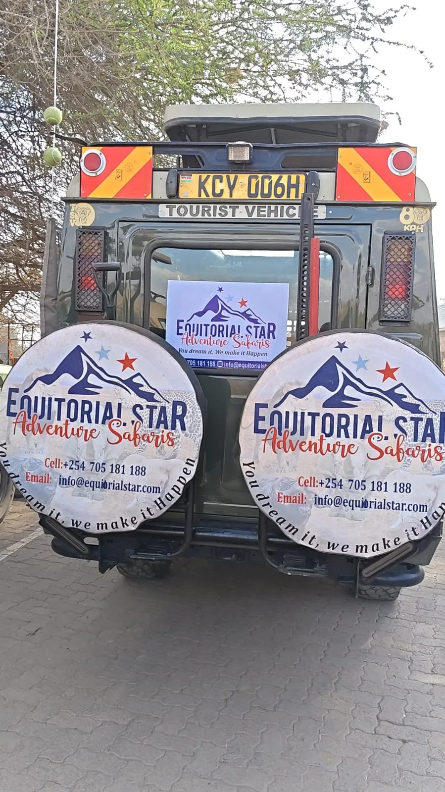 EquitorialStar tour van on Amboseli plains with Kilimanjaro