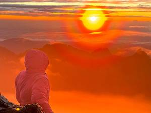 Golden hour Mount kenya hiker